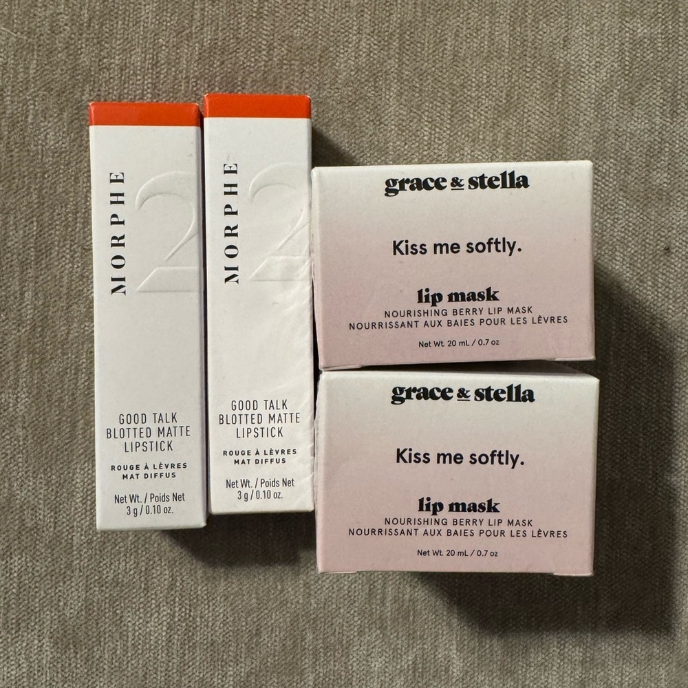 Brand new 2 Grace & Stella Lip Mask and 2 Morphe Lipstick